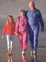 Picture of a family walking down the beach