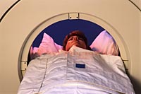 Picture of patient in a PET scanner